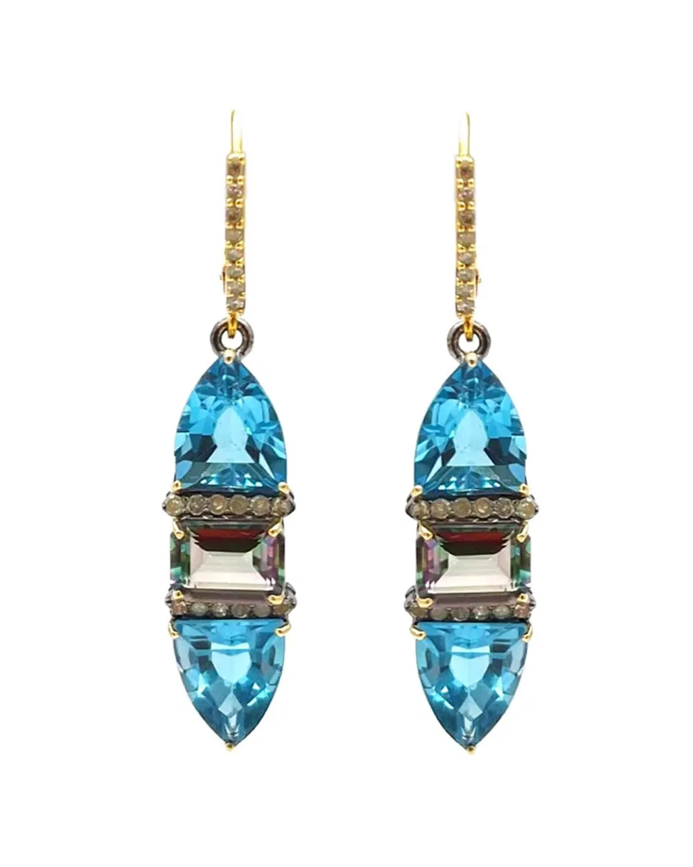 14k Yellow Gold Diamond Top Earrings