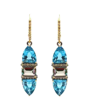14k Yellow Gold Diamond Top Earrings
