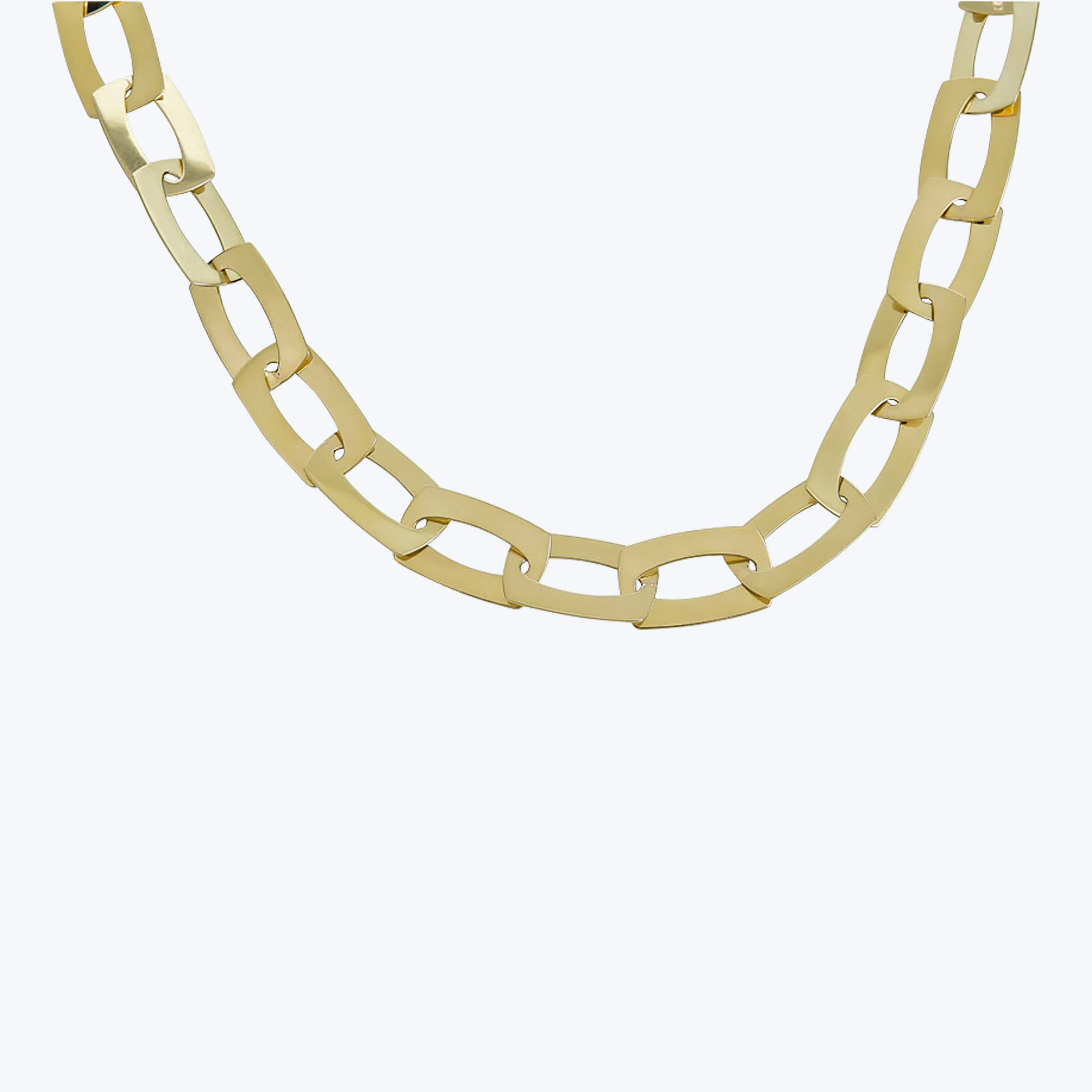 14K Yellow Gold Flat #3 Link Necklace