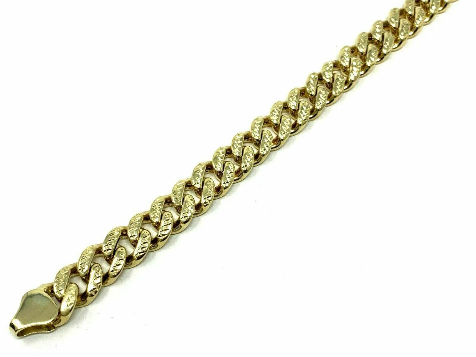 14k Yellow Gold Hollow REVERSIBLE Cuban Link Chain Bracelet 9.25" 11mm 22.9g