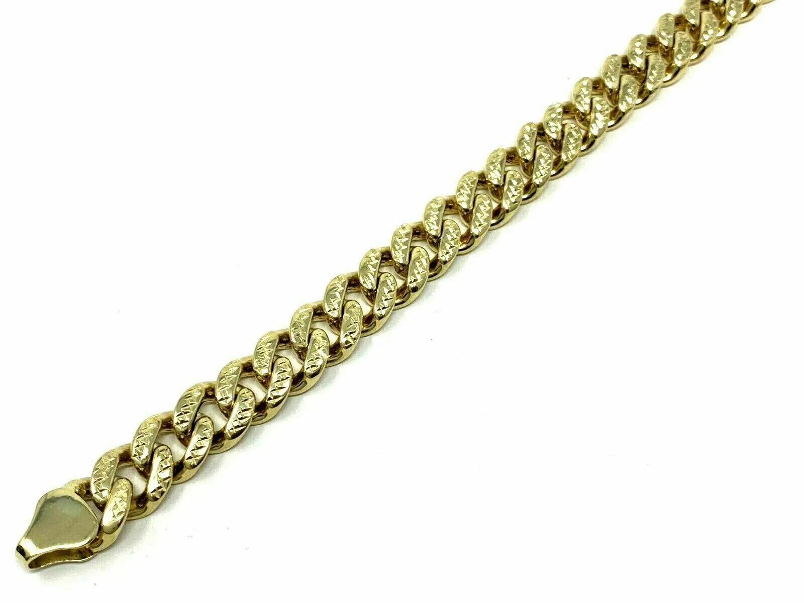 14k Yellow Gold Hollow REVERSIBLE Cuban Link Chain Bracelet 9.25" 11mm 22.9g