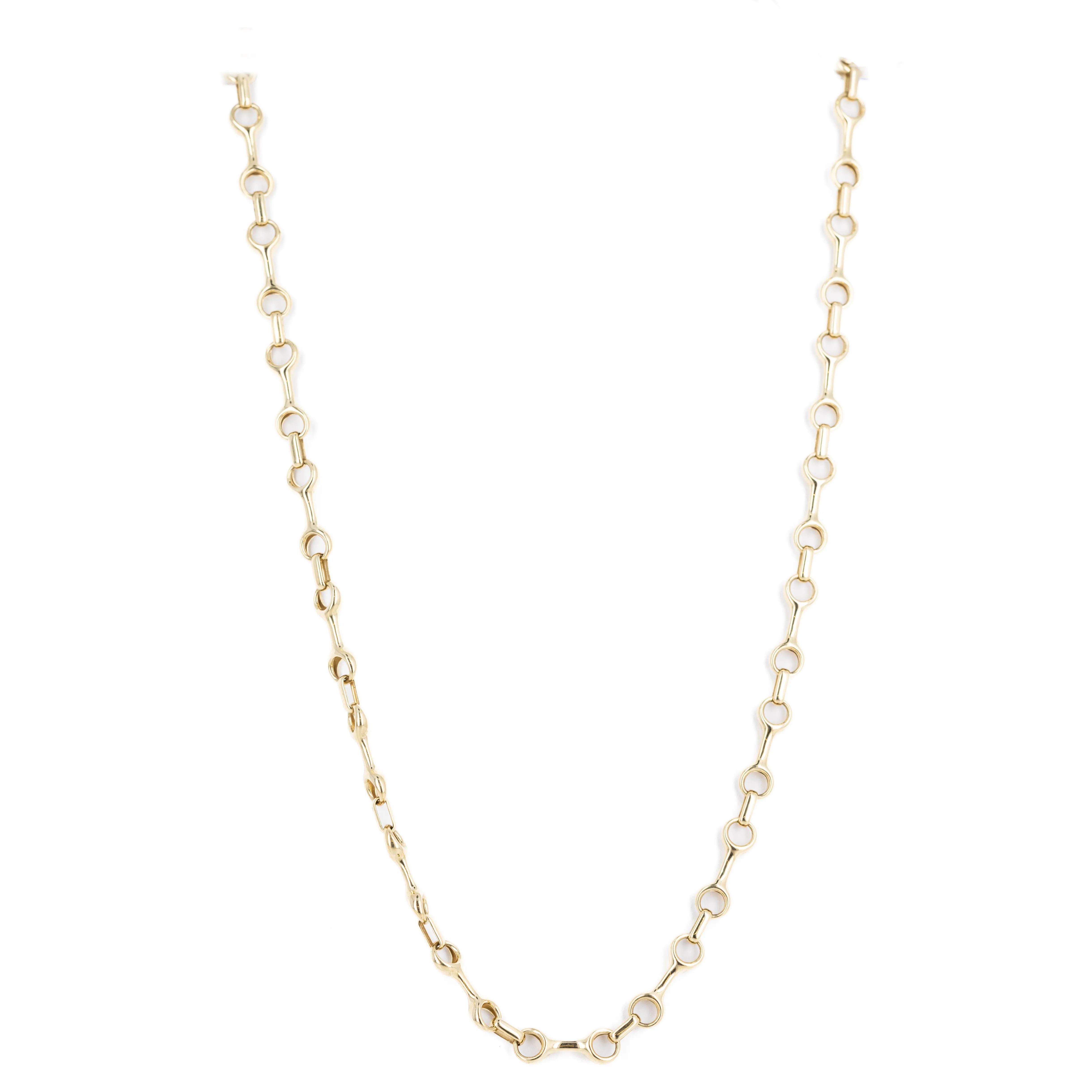14K Yellow Gold Horsebit Link Chain Necklace