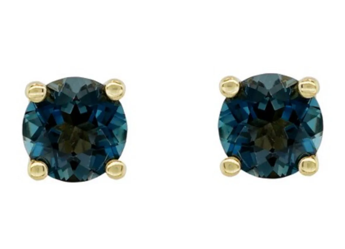 14K Yellow Gold London Blue Topaz Earrings