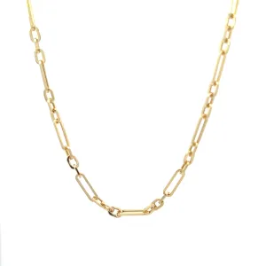 14K Yellow Gold Long Link Figaro Chain (16")