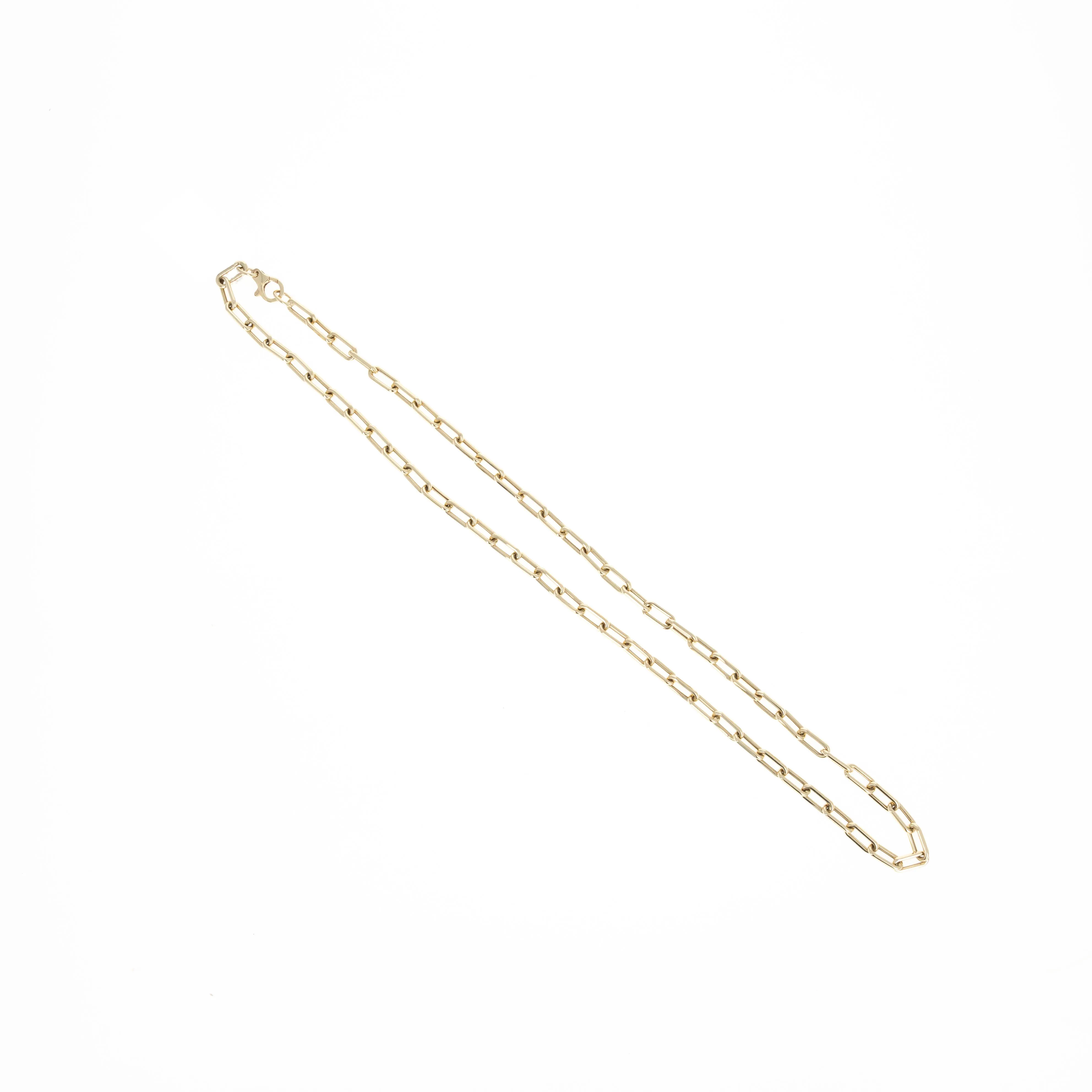 14K Yellow Gold Rounded Paperclip Link Chain Necklace