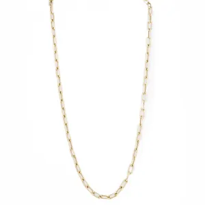 14K Yellow Gold Rounded Paperclip Link Chain Necklace