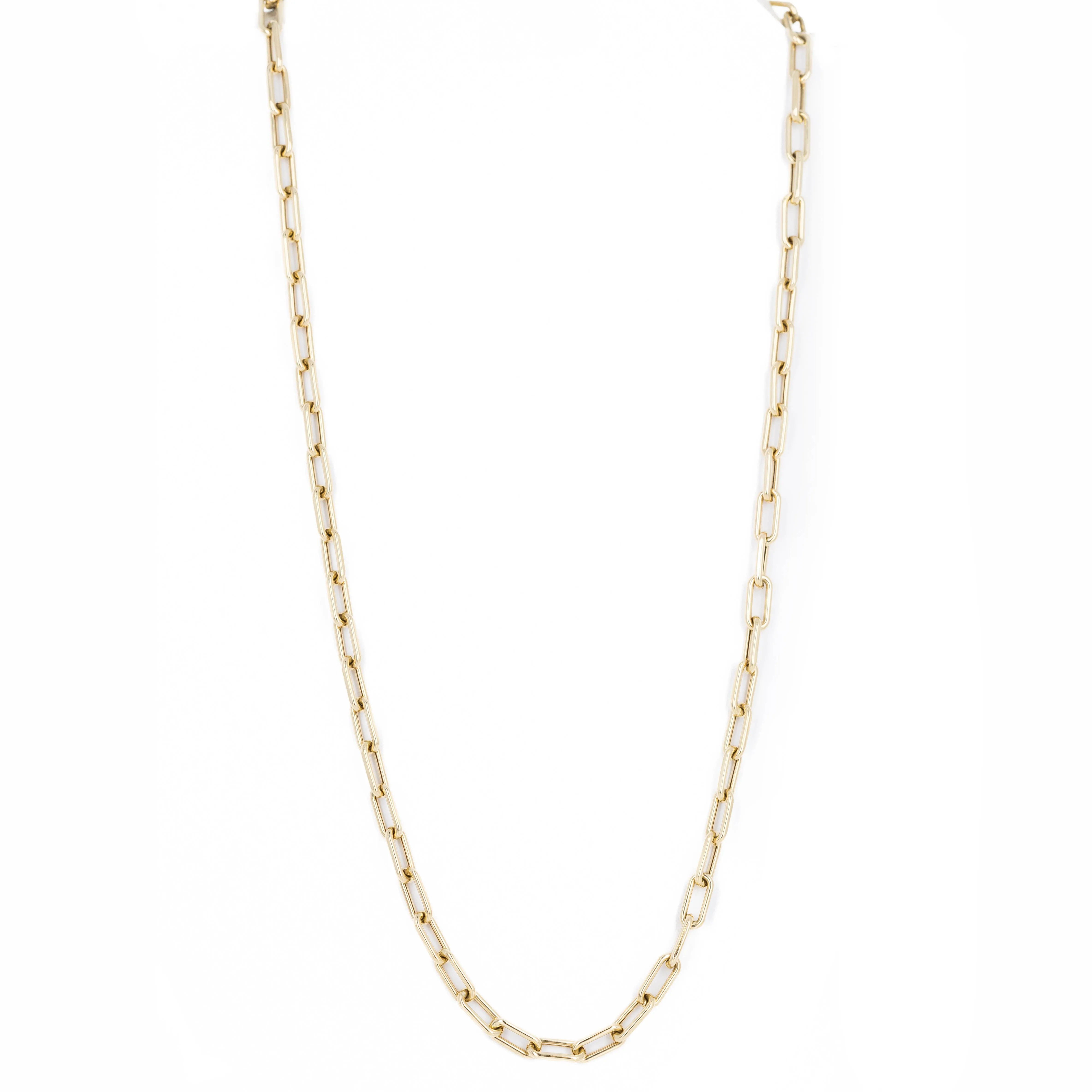 14K Yellow Gold Rounded Paperclip Link Chain Necklace