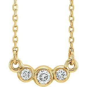 14K Yellow Graduated Bezel-Set 1/8 CTW Diamond 16-18" Necklace