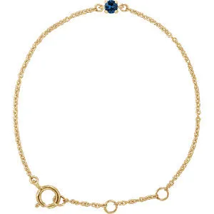 14K Yellow Imitation Blue Sapphire Youth Birthstone 4 1/2-5 1/2" Bracelet