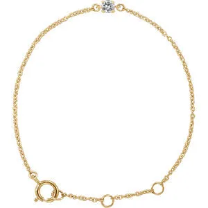 14K Yellow Imitation White Sapphire Youth Birthstone 4 1/2-5 1/2" Bracelet