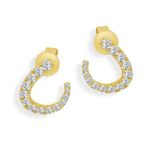 14K Yellow Natural Diamond Hoop Earrings