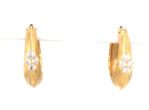 14K Yellow Natural Diamond Hoop Earrings