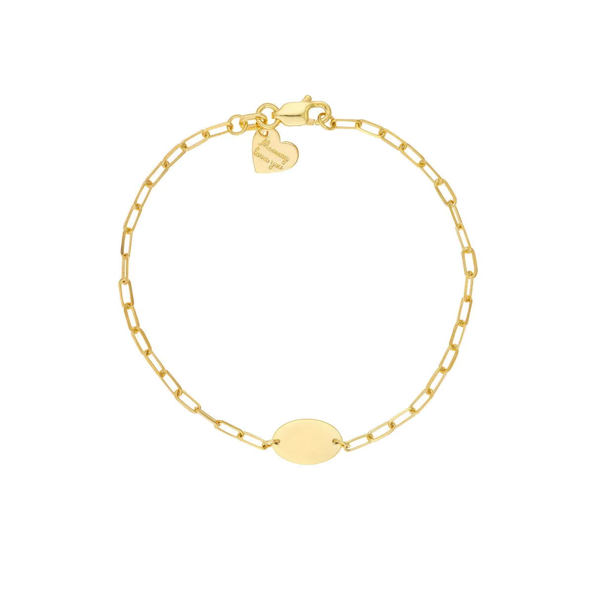 14kt Yellow Gold Children's Engravable Oval bracelet