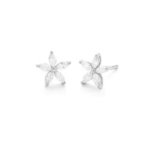 14KW DIAMOND FLOWER DESIGN EARRINGS