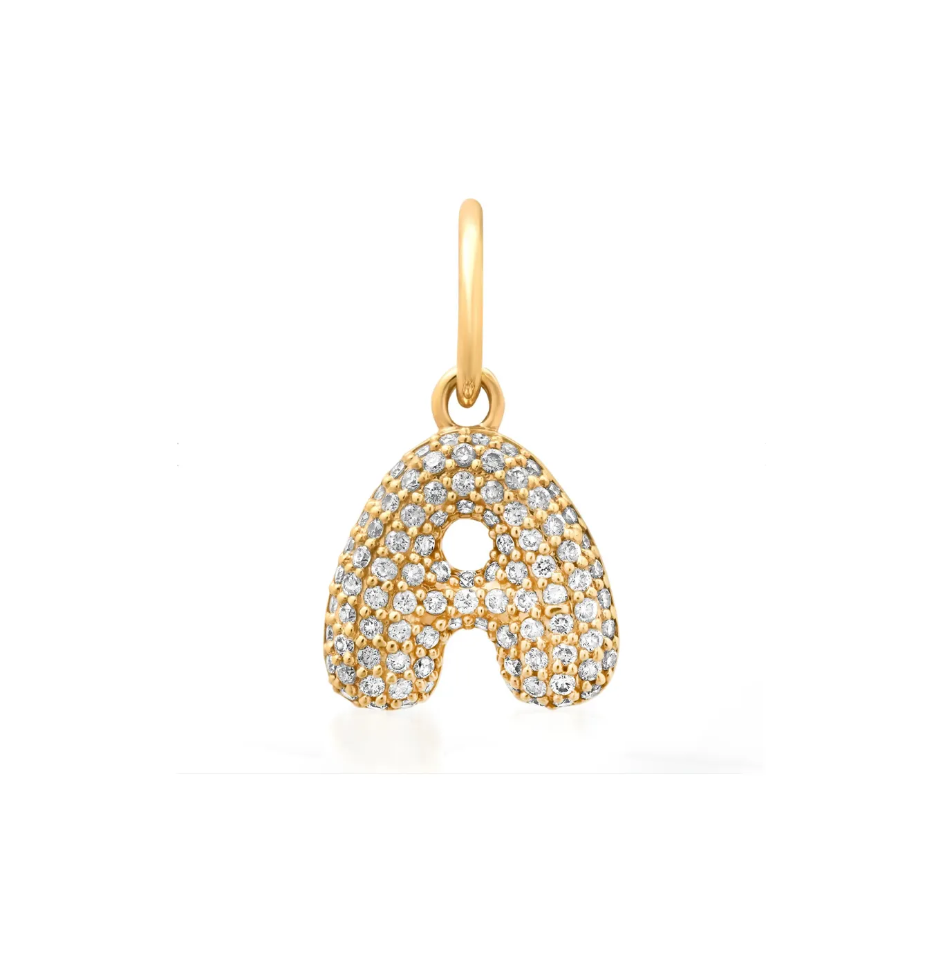14KY Pave Puffy Letter