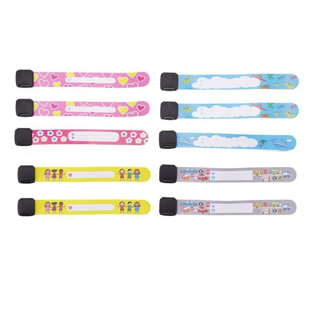 1/4pcs/Set Child Safety Identification Wristband Variety of Designs and Colours Fully Adjustable Band Reusable Safety Wristband
