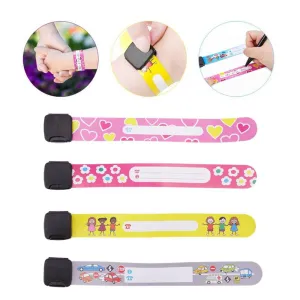 1/4pcs/Set Child Safety Identification Wristband Variety of Designs and Colours Fully Adjustable Band Reusable Safety Wristband