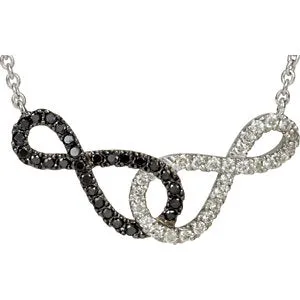 1/5 CTW Black & White Diamond Infinity-Inspired 16" Necklace