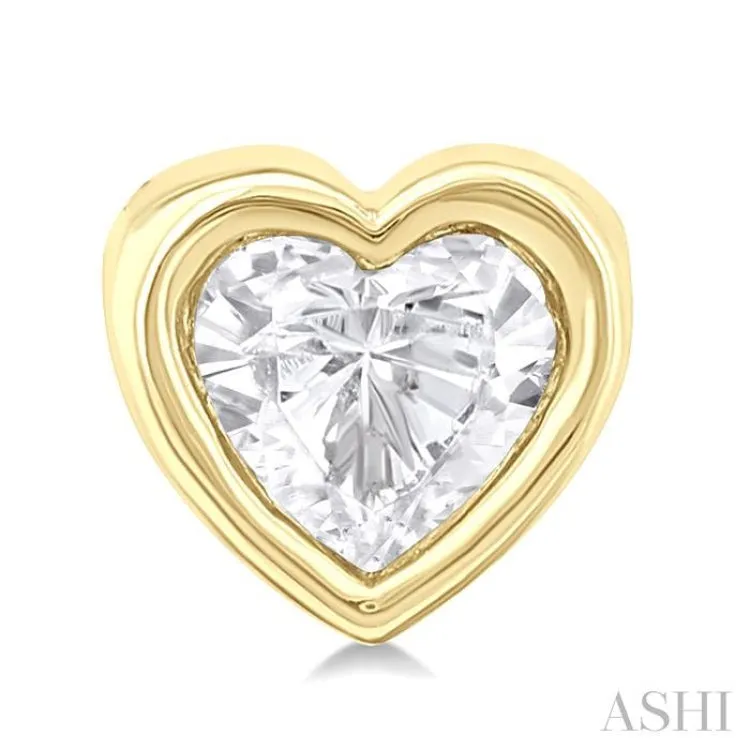 1/5 ctw Petite Bezel Set Heart Shape Diamond Fashion Stud Earring in 10K Yellow Gold