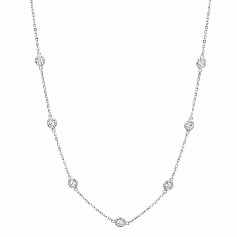 15 POINTER DIAMOND HALF WAY AROUND NECKLACE 14K GOLD (1 CTW)