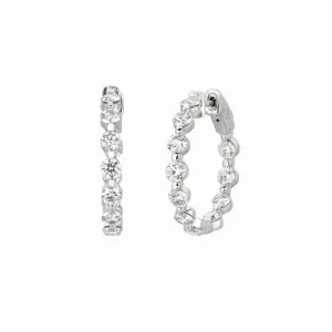 15 POINTER DIAMOND HOOP EARRINGS 14K GOLD (3.39 CTW)