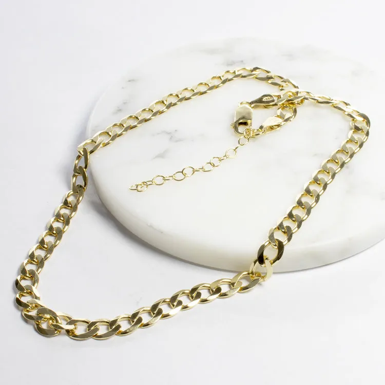 150 Flat Curb Chain Choker - Gold or Silver