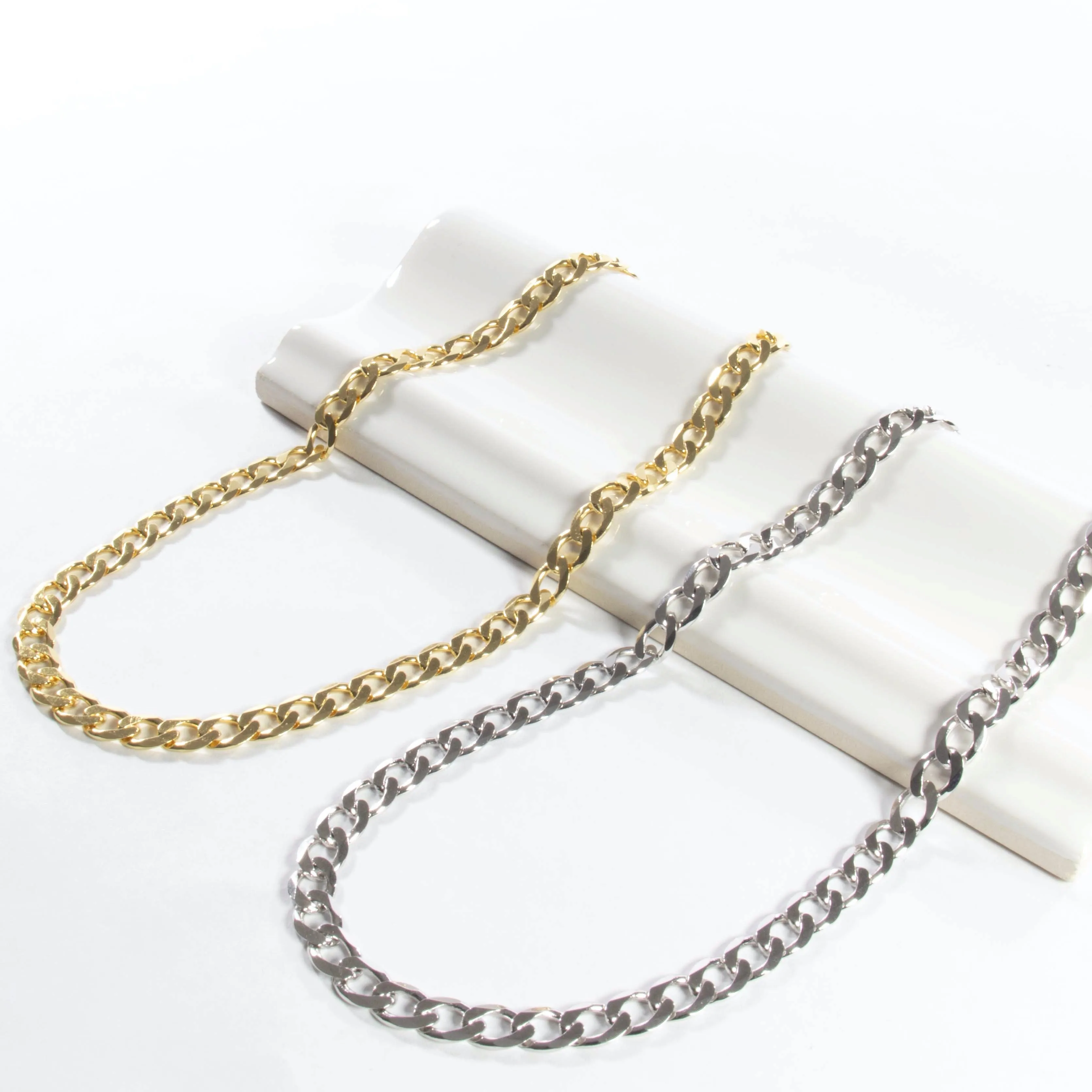 150 Flat Curb Chain Choker - Gold or Silver