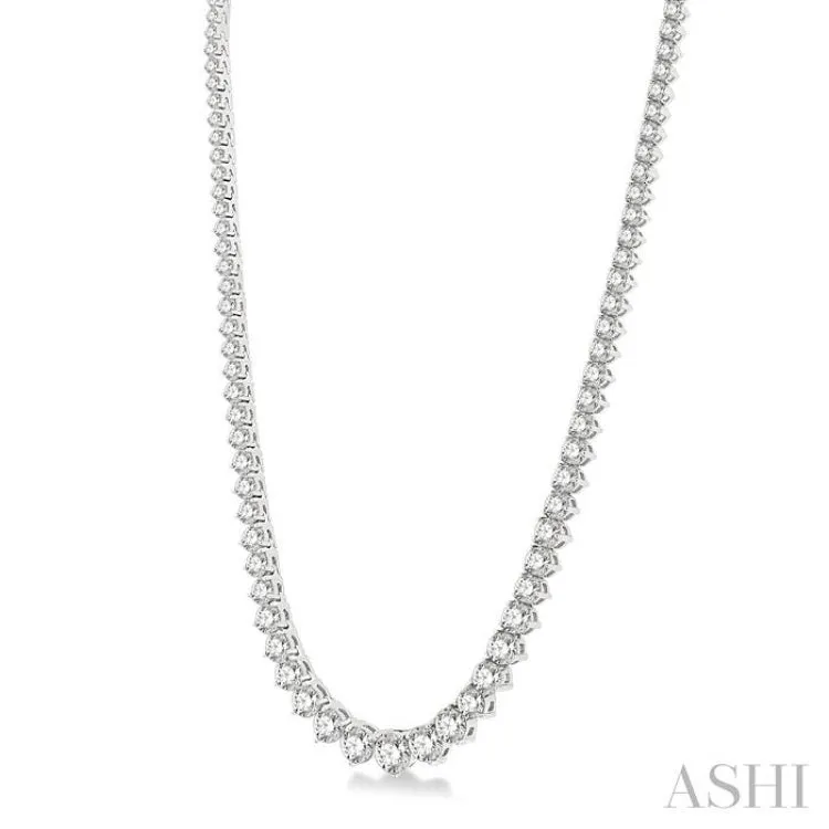 15.00 ctw Riviera Round Cut Diamond Necklace in 14K White Gold