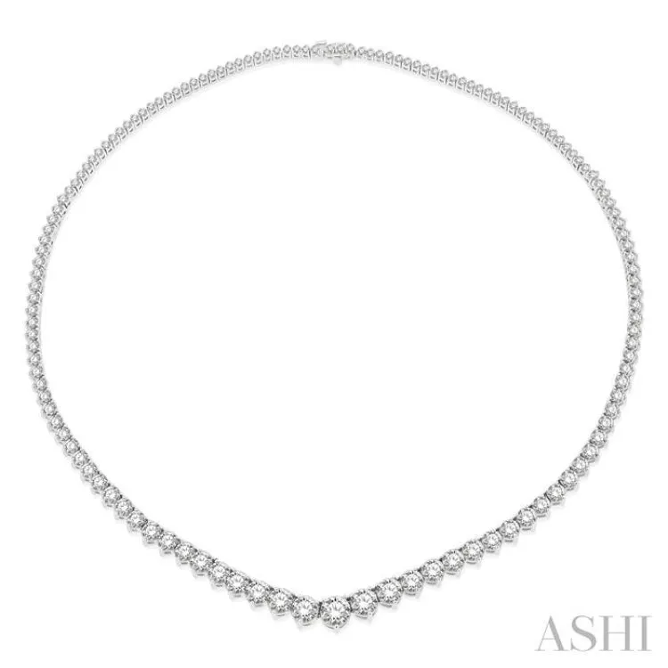 15.00 ctw Riviera Round Cut Diamond Necklace in 14K White Gold