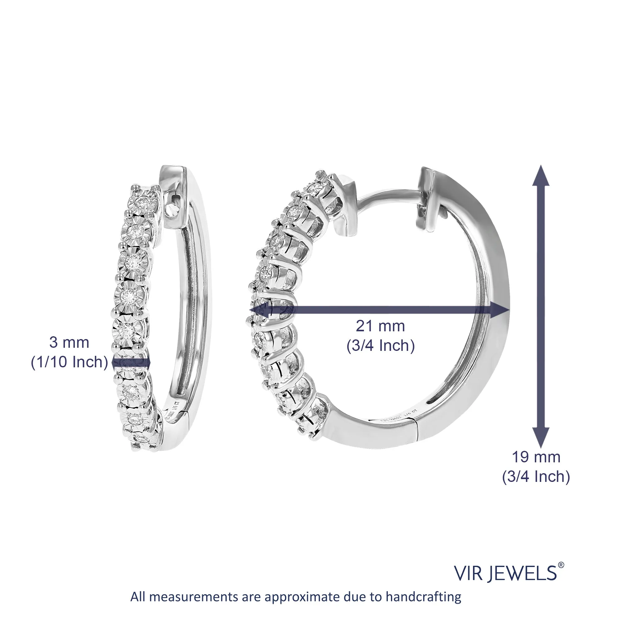 1/6 cttw Lab Grown Diamond Hoop Earrings in Sterling Silver