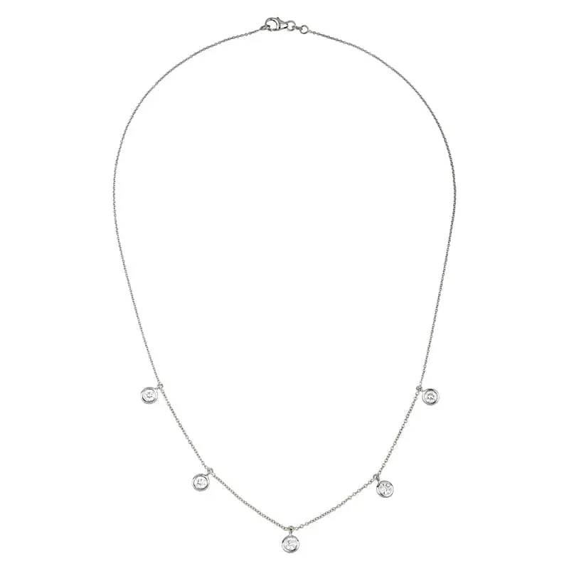 18 Karat White Gold Diamond Station Necklace