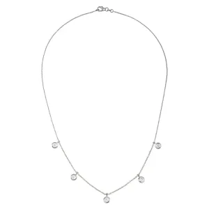 18 Karat White Gold Diamond Station Necklace