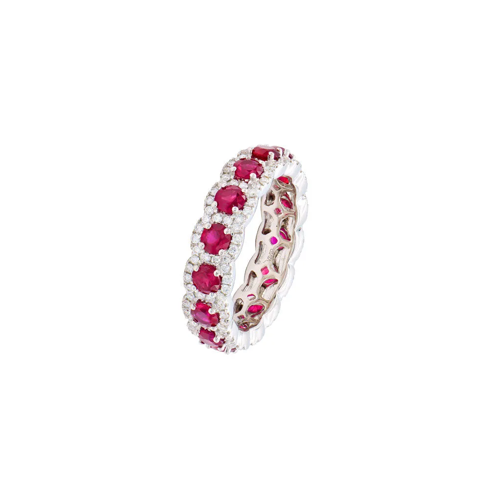 18 Karat White Gold Ruby and Diamond Eternity Ring