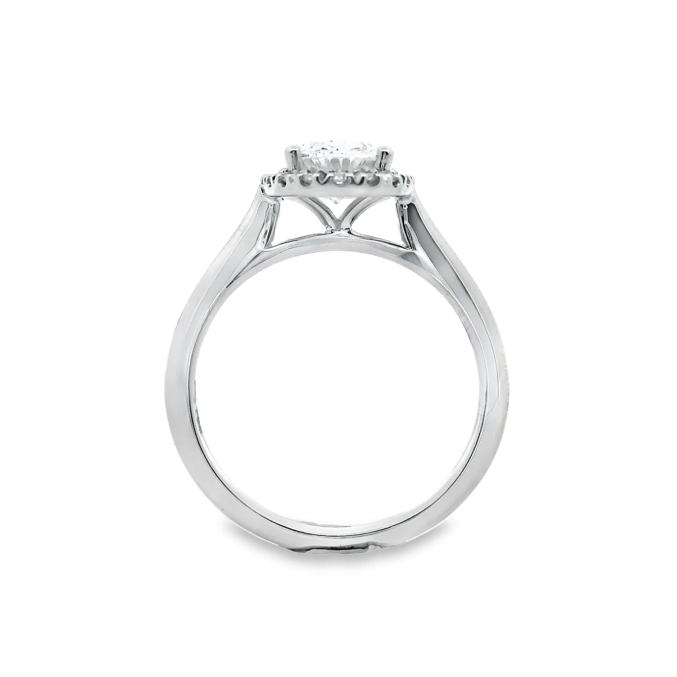 18ct White Gold Oval Cut Lab Grown Diamond Halo Engagement Ring TDW= 1.49ct