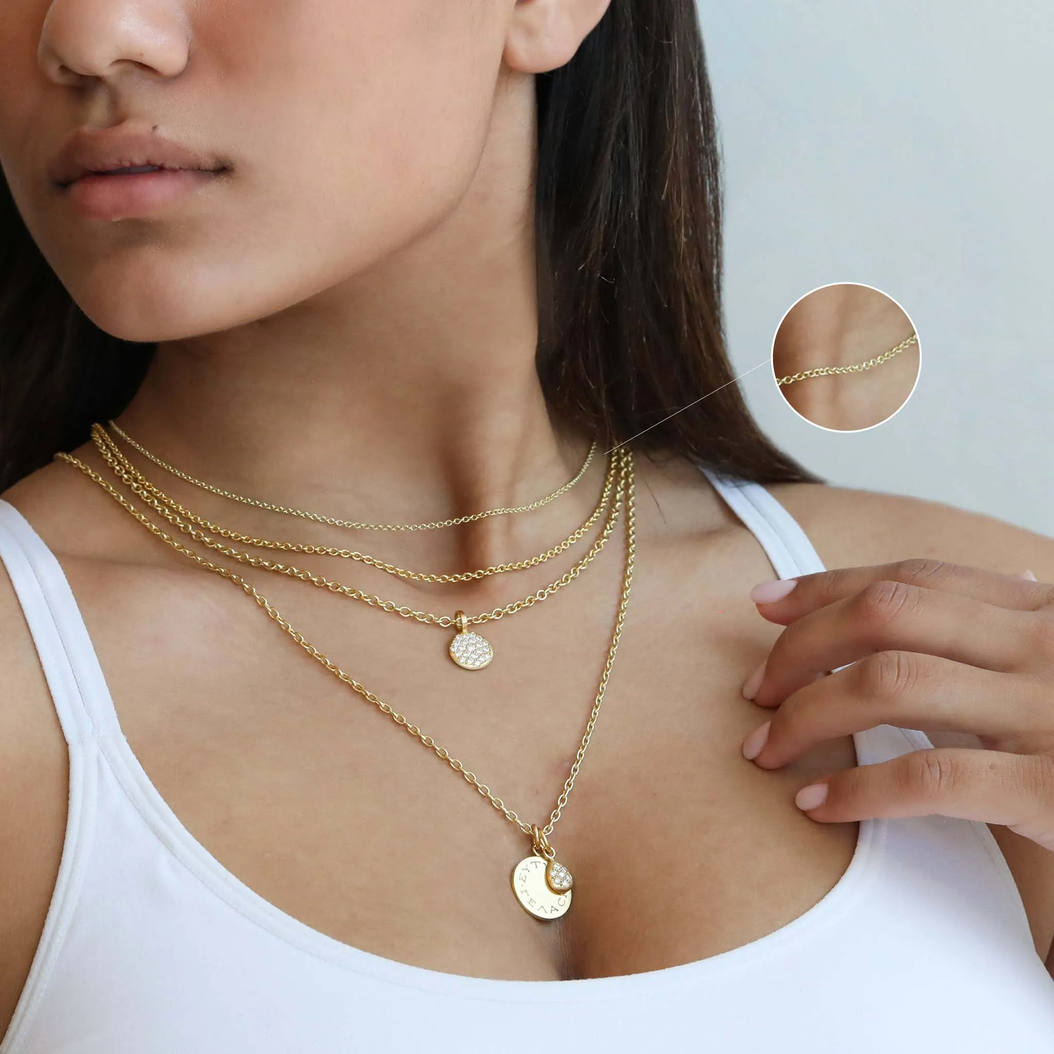 18K Gold Cable Link Chain in 16-18"
