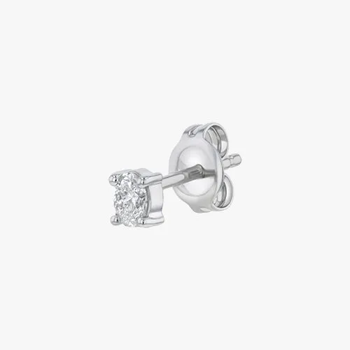 18K Gold Oval Shaped Diamond Stud Earrings