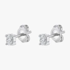 18K Gold Oval Shaped Diamond Stud Earrings