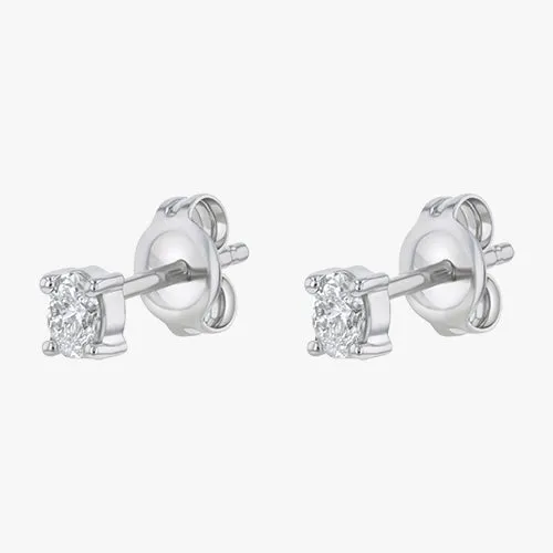 18K Gold Oval Shaped Diamond Stud Earrings