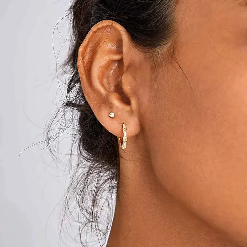 18K Gold Petite Delicate Diamond Stud Earrings