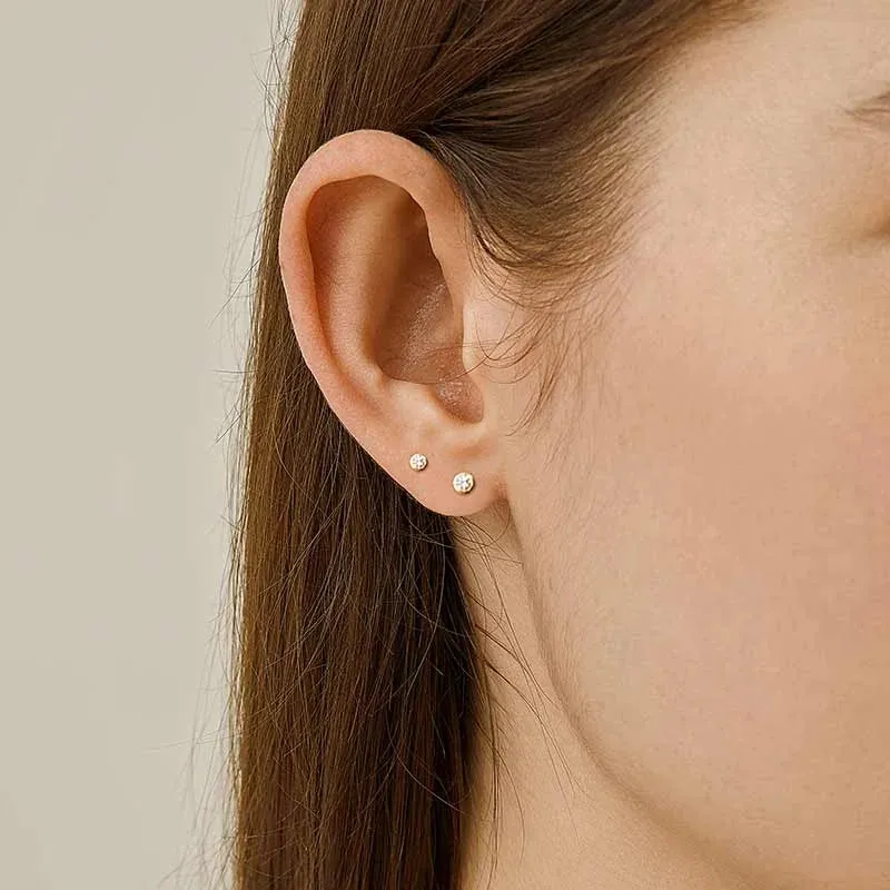 18K Gold Petite Delicate Diamond Stud Earrings