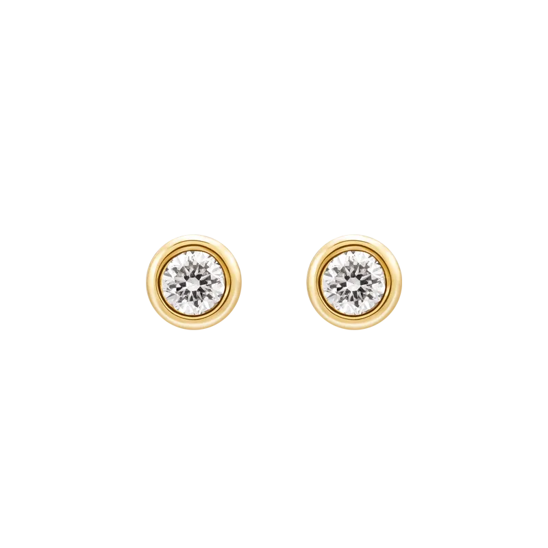18K Gold Petite Delicate Diamond Stud Earrings