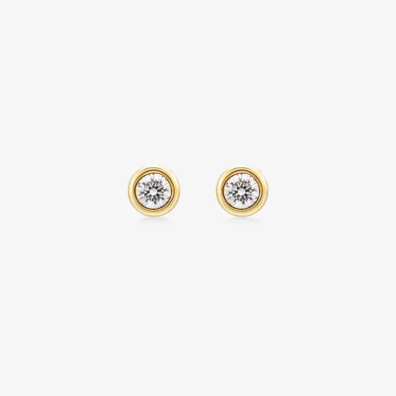 18K Gold Petite Delicate Diamond Stud Earrings