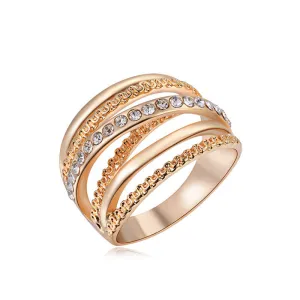 18K Rose Gold Plated Elegant Rhinestone Zirconia Jewelry Finger Rings for Women Wedding Band Classic Rings Size 6 7 8
