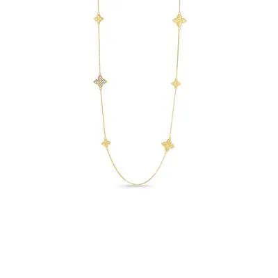 18K Station Necklace with Diamonds