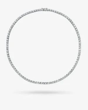 18K White Gold 15" Straight Line Round Tennis Necklace