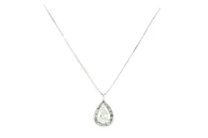 18K White Gold 3.5 Carat Diamond Baguette Halo Pendant Necklace 5 CTW