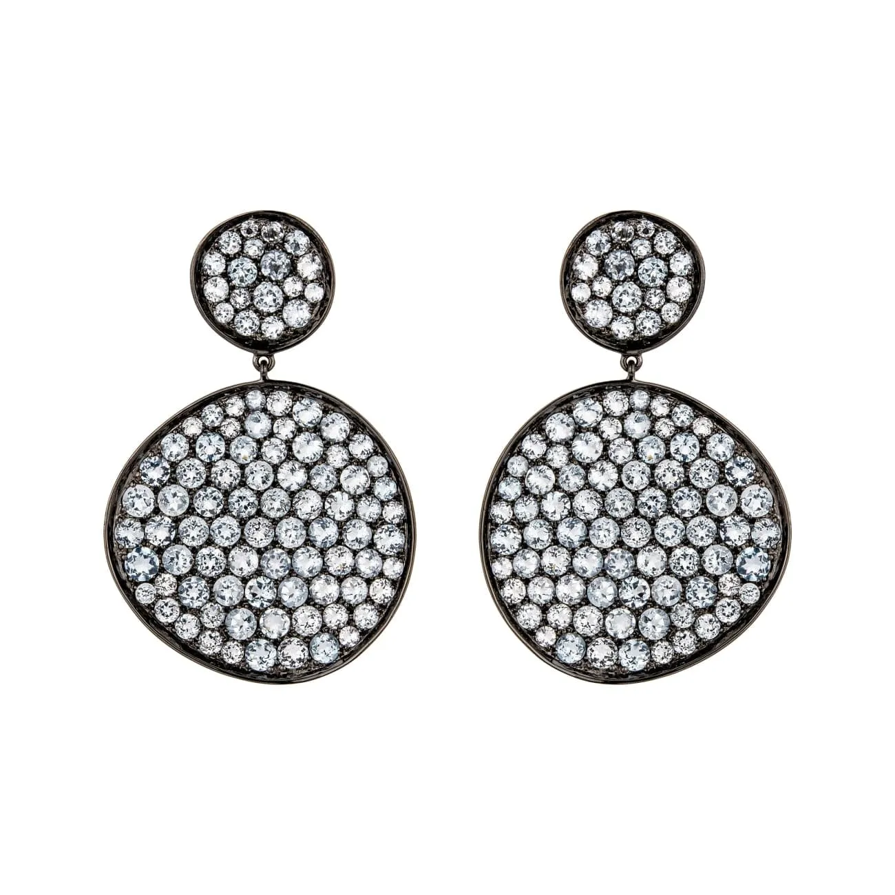18k White Gold Blue Topaz Drop Earrings