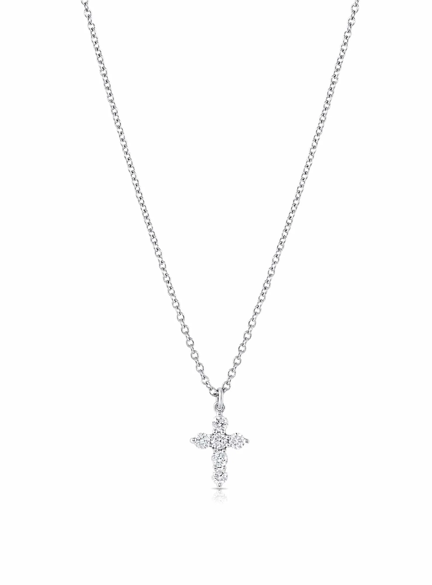 18k White Gold Diamond Necklace With Cross Pendant