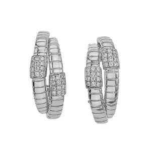 18K White Natural Diamond Hoop Earrings