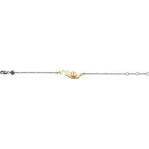 18K Yellow Vermeil & Black Rhodium-Plated Panther Symbol for Courage 7 1/2" Bracelet